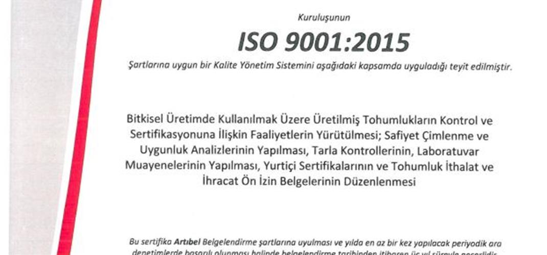MÜDÜRLÜĞÜMÜZ ISO 9001:2015 KALİTE YÖNETİM SİSTEMİ BELGEMİZ YENİLENMİŞTİR.