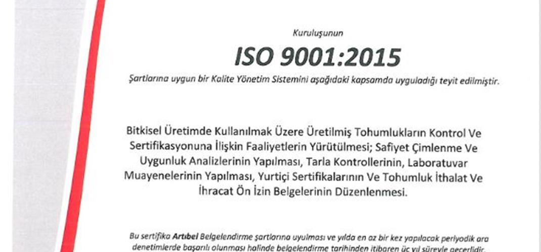 MÜDÜRLÜĞÜMÜZ ISO 9001 2015 KALİTE YÖNETİM SİSTEMİ BELGESİ ALMAYA HAK KAZANDI (16-12-2021