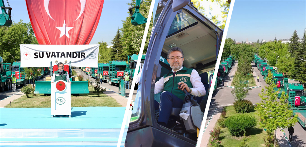 DSİ'NİN MAKİNE PARKINA 25 TREYLER ÇEKİCİSİ VE İKİ YÜZER PALETLİ AMFİBİK EKSKAVATÖR KATILDI